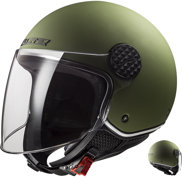 CASCO MOTO LS2 JET OF558 SPHERE II SOLID MATT VERDE MILITAR 22-06L